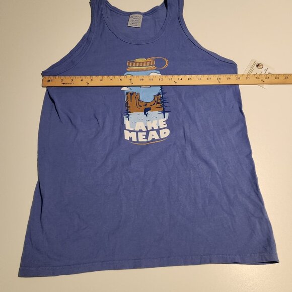 Lake Mead Tank Top Blue Hanes Comfort Wash Graphic Print Mens Medium NEW NWT - Picture 9 of 10
